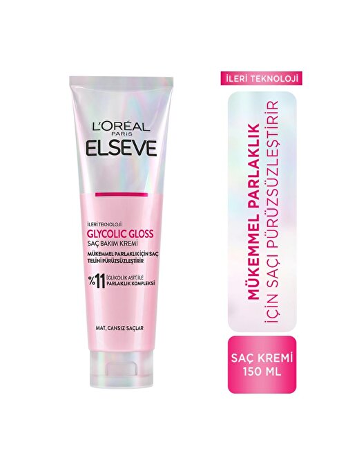 L'Oréal Paris Elseve Glycolic Gloss Mükemmel Parlaklık için Pürüzsüzleştirici Saç Kremi 150ml