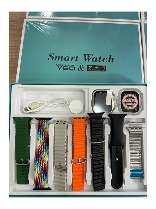 kadwex Yeni Nesil Watch 9 Ultra2 7 Kordonlu Y60 Akıllı Saat Koruma Kılıf Hediyeli