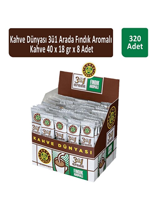 Kahve Dünyası 3ü1 Fındık Aromalı Kahve 40 x 18 gr x 8 Adet