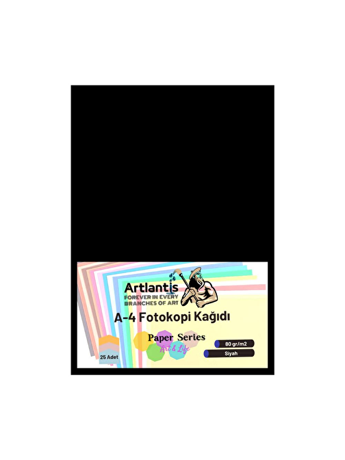 Siyah Renkli A-4 Fotokopi Kağıdı 25 li 1 Paket Artlantis Fotokopi Renkli A4 Kağıdı