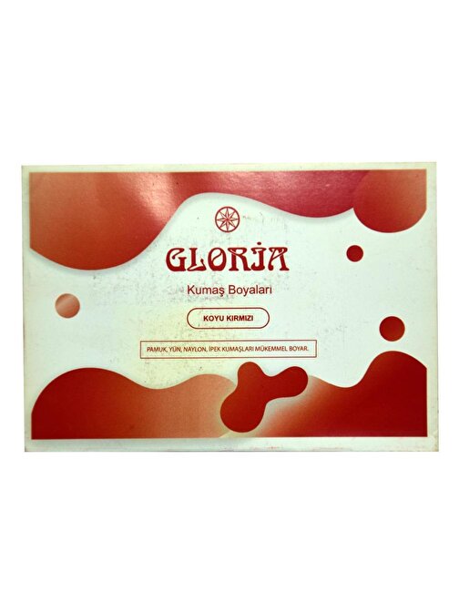 Gloria Koyu Kırmızı Pamuk Yün Naylon İpek Kumaş Boyası 10G Paket