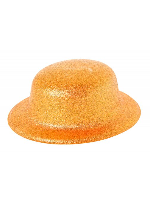 Himarry Turuncu Renk Simli Melon Yuvarlak Parti Şapkası 24x26 cm