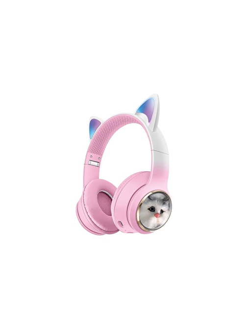 Sunix Wireless 5.3 Stereo Kedili Kulak Üstü Bluetooth Kulaklık Pembe BLT-45