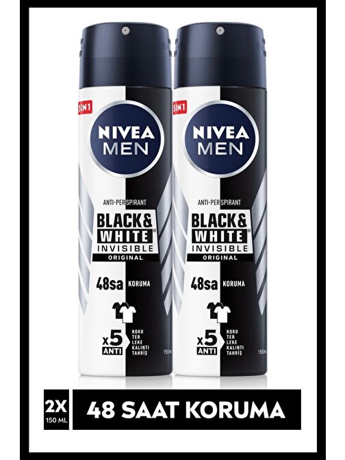 Nıvea Invisible Black&White Original Power Erkek Deodorant Sprey 150 Ml  X 2