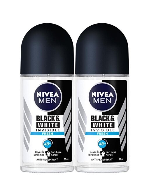 Nıvea Men Invisible Black & White Fresh Erkek Deodorant Roll-On 50 Ml 2'Li