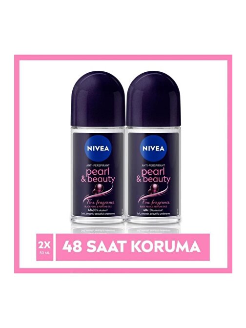 NIVEA Kadın Roll On Deodorant Pearl&Beauty Fine Fragrance,48 Saat Anti-perspirant Koruma  50ml x2 Adet