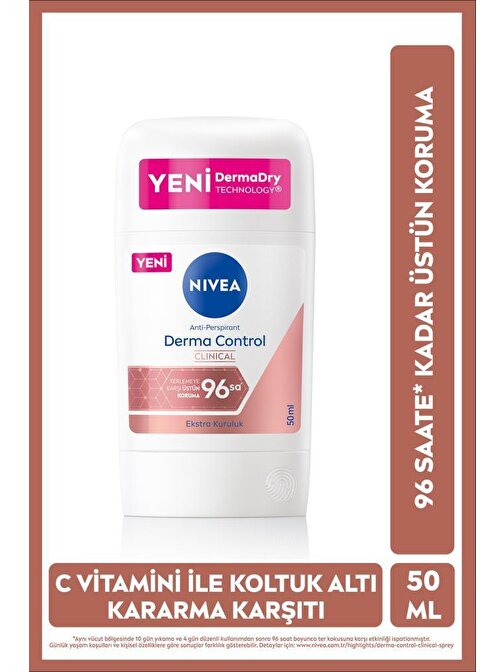 Kadın Stick Deodorant Derma Control Clinical 50ml, C Vitamini İle Koltuk Altı Kararma Karşıtı
