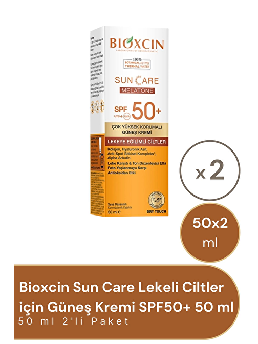 Bioxcin Sun Care Lekeli Ciltler için Güneş Kremi SPF50+ 50 ml 2'li Paket