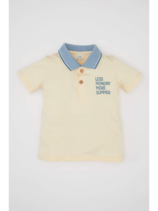 Erkek Bebek Regular Fit Polo Yaka Slogan Baskılı Kısa Kollu Polo Tişört C5239A524HS