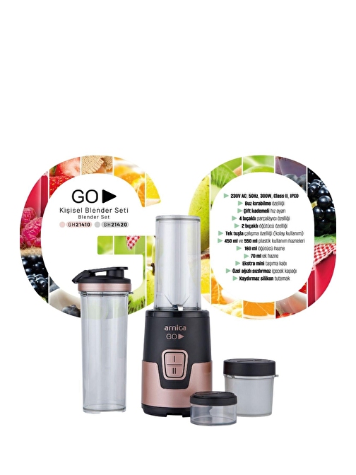 Arnica GH 21410 Go Rose Kişisel Blender Seti 300W