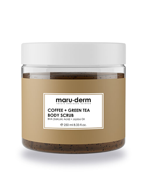 Maruderm Maru.derm Body Scrub | Kahve + Yeşil Çay Özlü Vücut Peelingi | Bha + Jojoba Yağı 250 ml