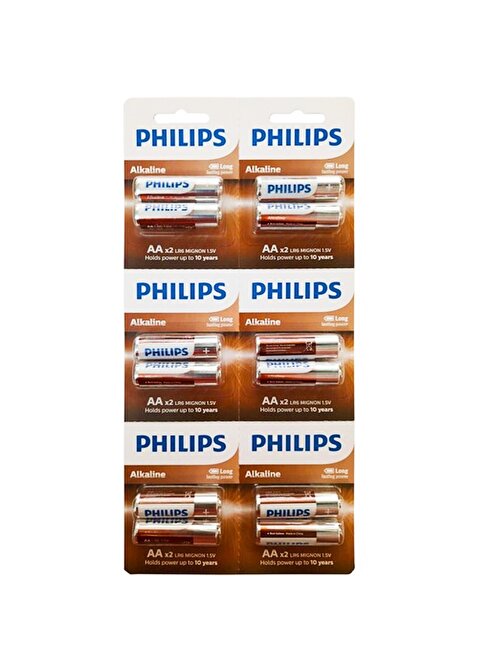 Philips Alkaline AA Kalem Pil Kartela 12 li LR6A12S/10