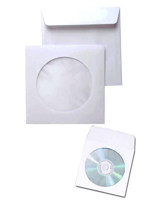 CD Zarfı Pencereli CD / DVD  Zarf Beyaz Zarf - 10 Adet