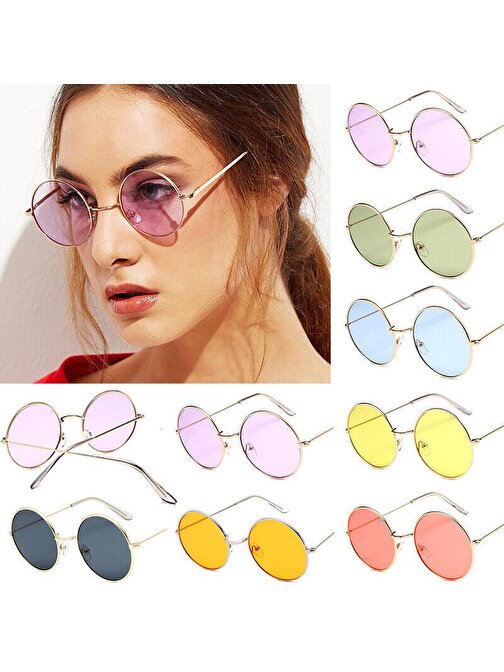 Renkli Lennon Retro İmaj Gözlükleri 6 Renk 6 Adet