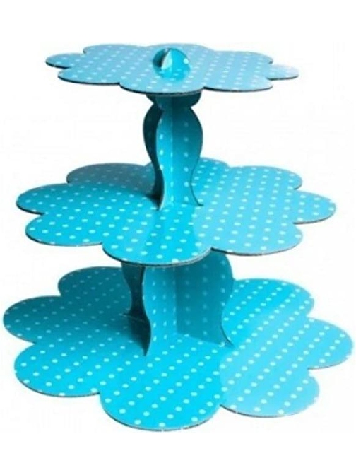 MYEBI KARTON CUPCAKE STANDI MAVİ PUANTİYE