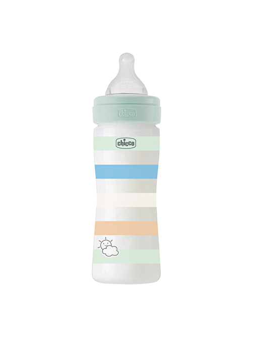 Chicco Wellbeing Orta Akış Mavi PP Biberon 250 ml 2+ Ay