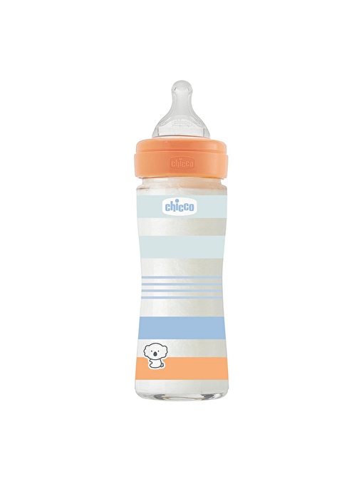 Chicco Wellbeing Yavaş Akış Mavi Cam Biberon 240 ml 0+ Ay