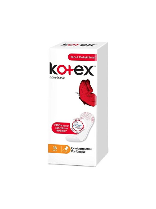 Kotex İnce Günlük Ped Parfümsüz 18li