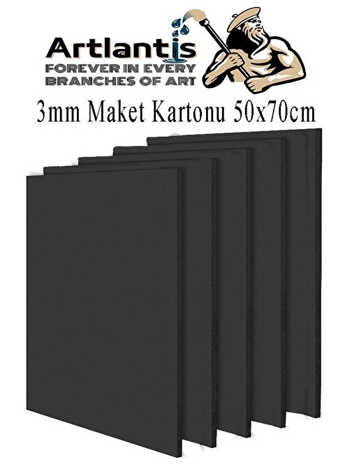 Maket Kartonu Siyah Fotoblok 3 mm 50x70 cm 5 Adet Hobi Sanat Okul Köpüklü Straforlu Maket Kartonu