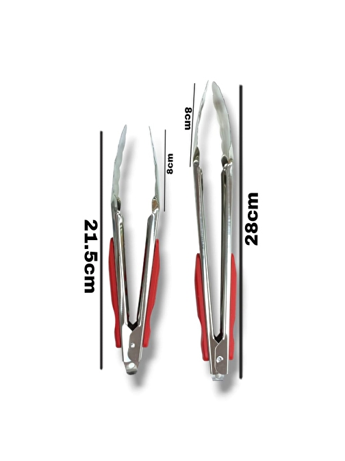 2'li 28-21.5cm paslanmaz çelik maşa seti