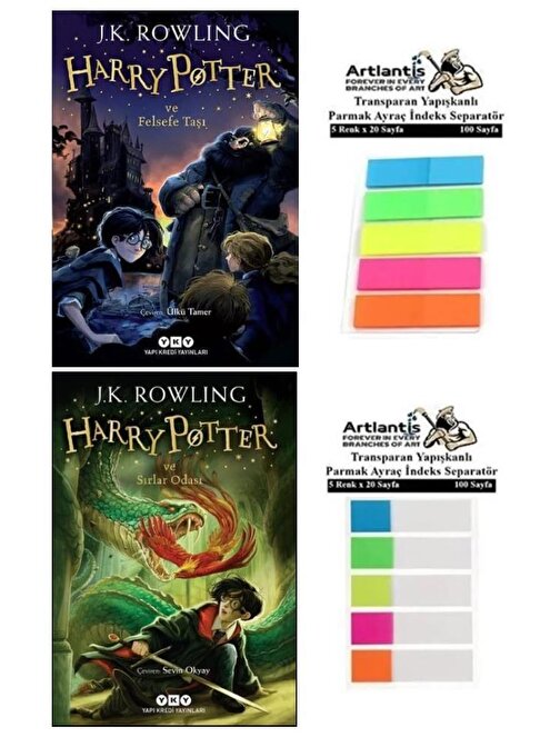 Harry Potter 1. ve 2. Kitap Felsefe Taşı ve Sırlar Odası Transparan Kitap Ayraç 2 Paket Hary Poter