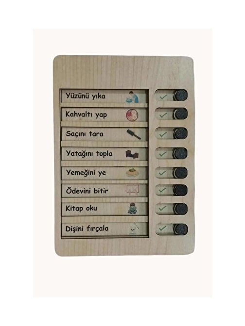 Ahşap Çocuk Günlük Rutin Checklist Kontrol Listesi