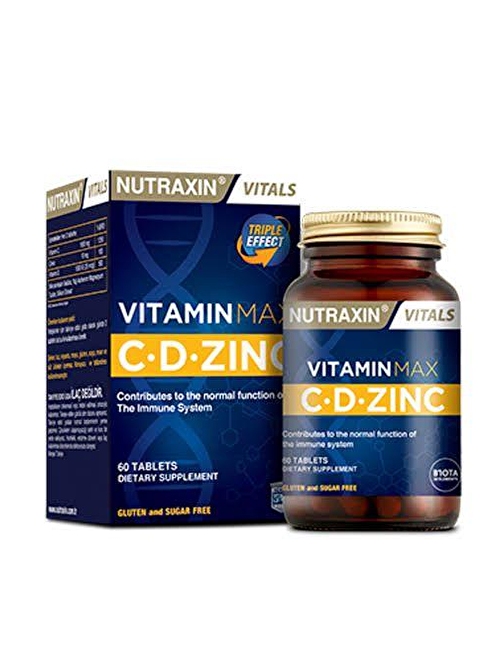 Nutraxin Vitamin Max C D Zinc 1.000 Mg 60 Tablet Zaman Salınımlı - Propolis Sprey Hediye