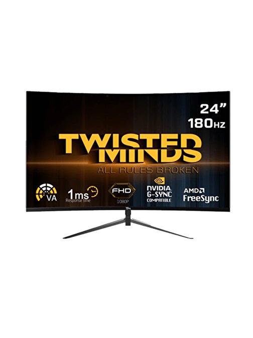 Twisted Minds TM24RFA 180 Hz 1 ms 23.6 inç VA HDMI Dp Adaptive Sync 1920x1080 Led Çerçevesiz Gaming Monitör