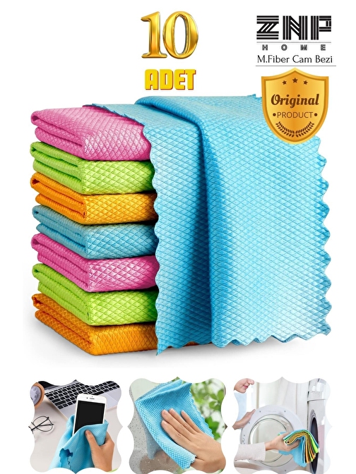 Clean | Microfiber 40x40 Cm 10'lu Baklava Desen Cam Temizlik Bezi