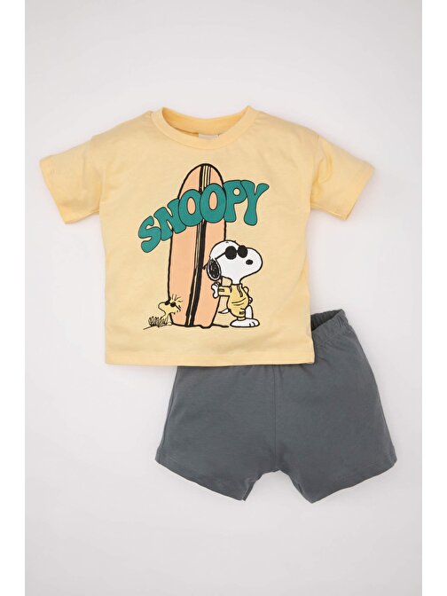 Erkek Bebek Snoopy Kısa Kollu Tişört Şort 2li Takım C6018A524SM