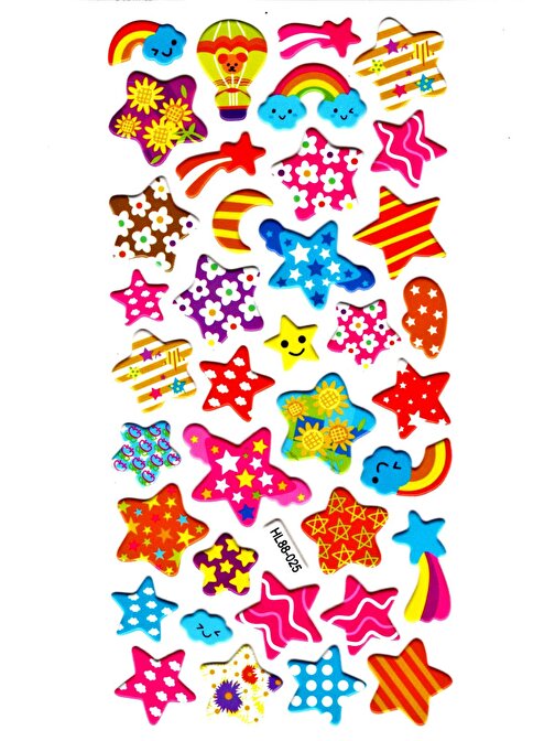 Sticker Kabartmalı Stiker Defter, Planlayıcı Etiket (HL88-025)-17x9cm- Desenli Yıldızlar