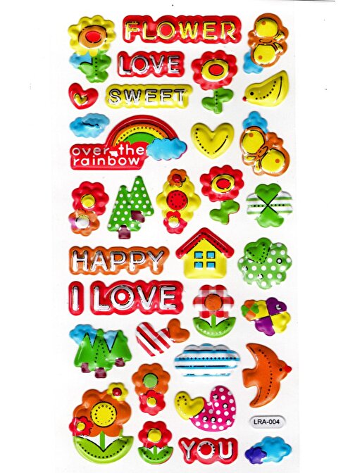 Sticker Kabartmalı Stiker Defter, Planlayıcı Etiket (limlra-004)-17x9cm- Çiçek Flower