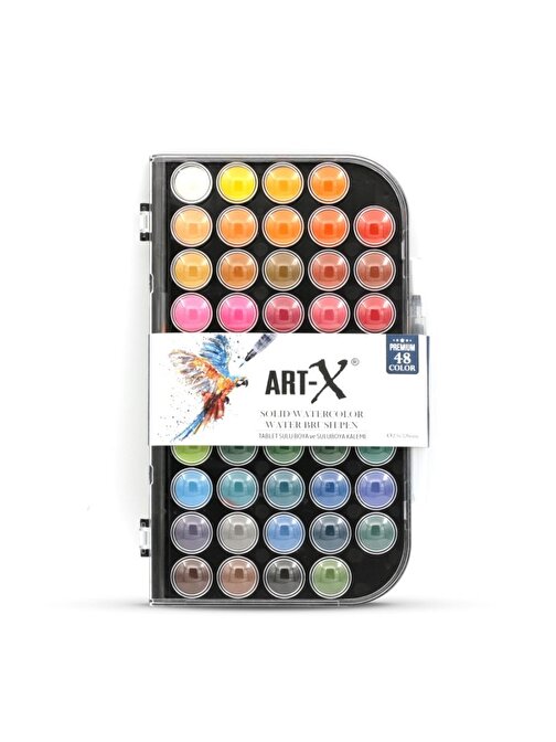 Rich Art-X Premium 48 Renk Sulu Boya Tableti Su Hazneli Fırça Hediyeli