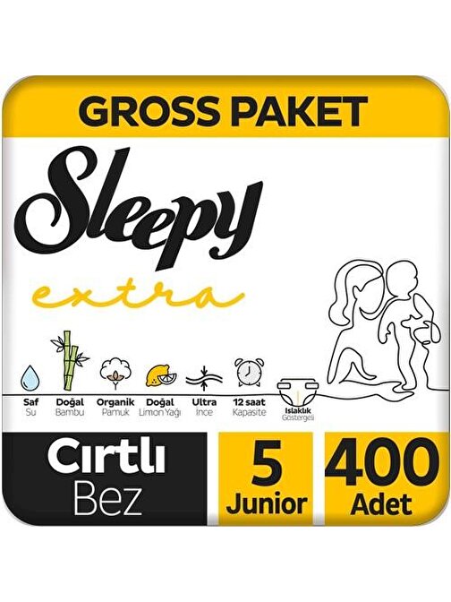 Sleepy Extra Günlük Aktivite Gross Paket Bebek Bezi 5 Numara Junior 400 Adet