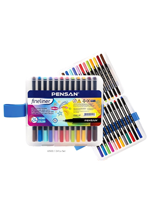 Pensan Fineliner 0,4 mm Uç 24 Renk Sert Plastik Kutulu