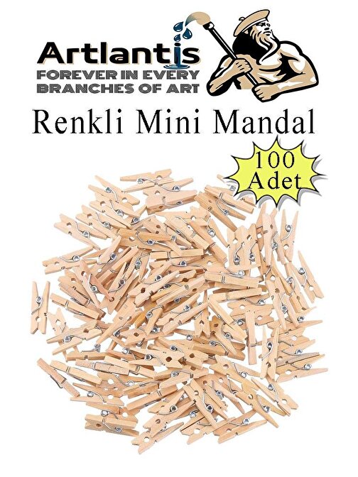 Naturel Mini Mandal Ahşap 100 Adet Renksiz Minik Mandal Dekoratif Süsleme Fotoğraf Asma Mandalı Dekarasyon