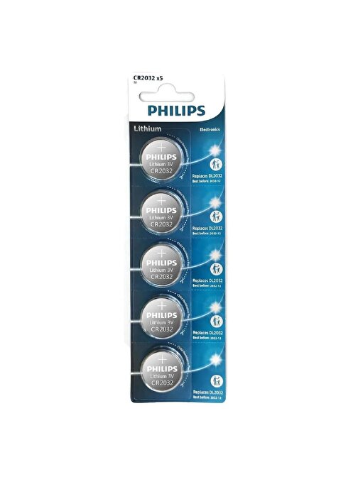 Philips CR2025 3.0 V Lityum Düğme Pil 5 li