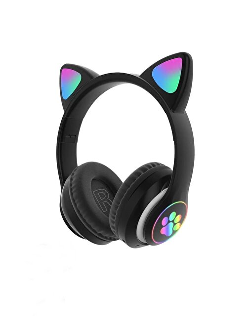  Torima Siyah Kedi Kulak Üstü Kablosuz Bluetooth Kulaklık Stn-28