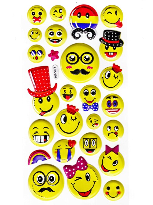 Sticker Kabartmalı Stiker Defter, Planlayıcı Etiket (limlra-009)-17x9cm- Komik Emojiler