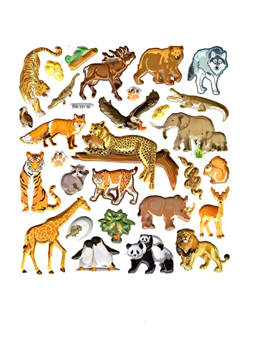 Sticker Kabartmalı Stiker Defter, Planlayıcı Etiket (Syd231-06)-20x18cm- Orman Hayvanları