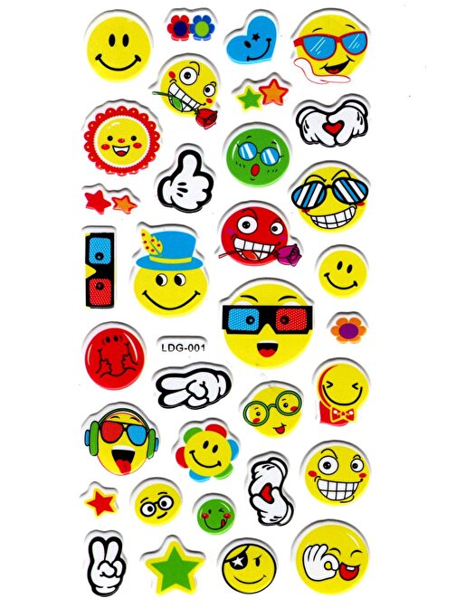 Sticker Kabartmalı Stiker Defter, Planlayıcı Etiket (Ldg001)-17x9 cm - Havalı Emoji