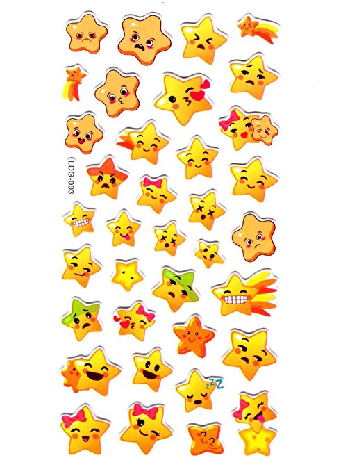 Sticker Kabartmalı Stiker Defter, Planlayıcı Etiket (Ldg003)-17x9 cm - Yıldız Emoji