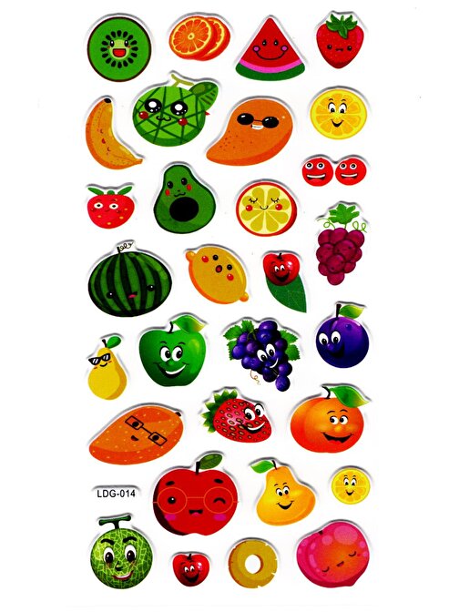 Sticker Kabartmalı Stiker Defter, Planlayıcı Etiket (Ldg014)-17x9 cm - Meyveler