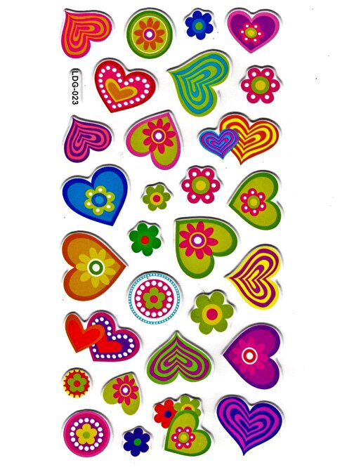 Sticker Kabartmalı Stiker Defter, Planlayıcı Etiket (Ldg023)-17x9 cm- Desenli Kalp
