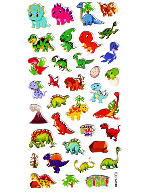 Sticker Kabartmalı Stiker Defter, Planlayıcı Etiket (Ldg030)-17x9 cm- Dinozor