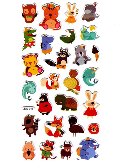 Sticker Kabartmalı Stiker Defter Planlayıcı Etiket (Ldg046)-17x9 cm- Şirin Hayvanlar