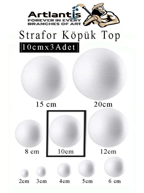 Strafor Köpük Top 10 cm 3 Adet Köpük Top Küre Toplar Yuvarlak Strafor Köpük Top Okul Deney Hobi Sanat