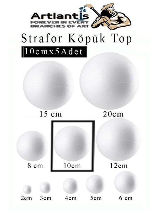 Strafor Köpük Top 10 cm 5 Adet Köpük Top Küre Toplar Yuvarlak Strafor Köpük Top Okul Deney Hobi Sanat