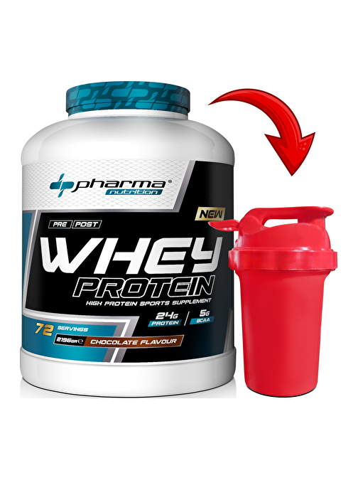 Pharma Nutrition Whey Protein 2196 gr Çikolata Aromalı Protein Tozu 24 gram Protein 72 Servis Shaker Hediye