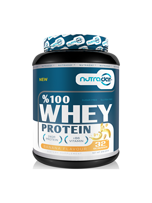 Nutraday Whey Protein 976 gr Muz Aromalı Protein Tozu 24 gram Protein 32 Servis 